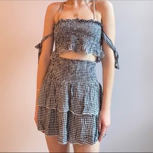 gingham skirt and shirt set